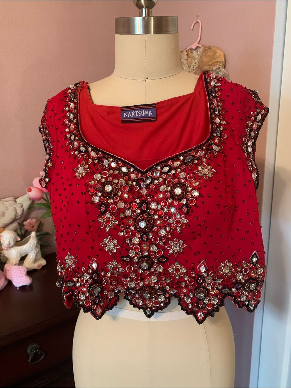 KARISHMA Red Embellished Women's Top